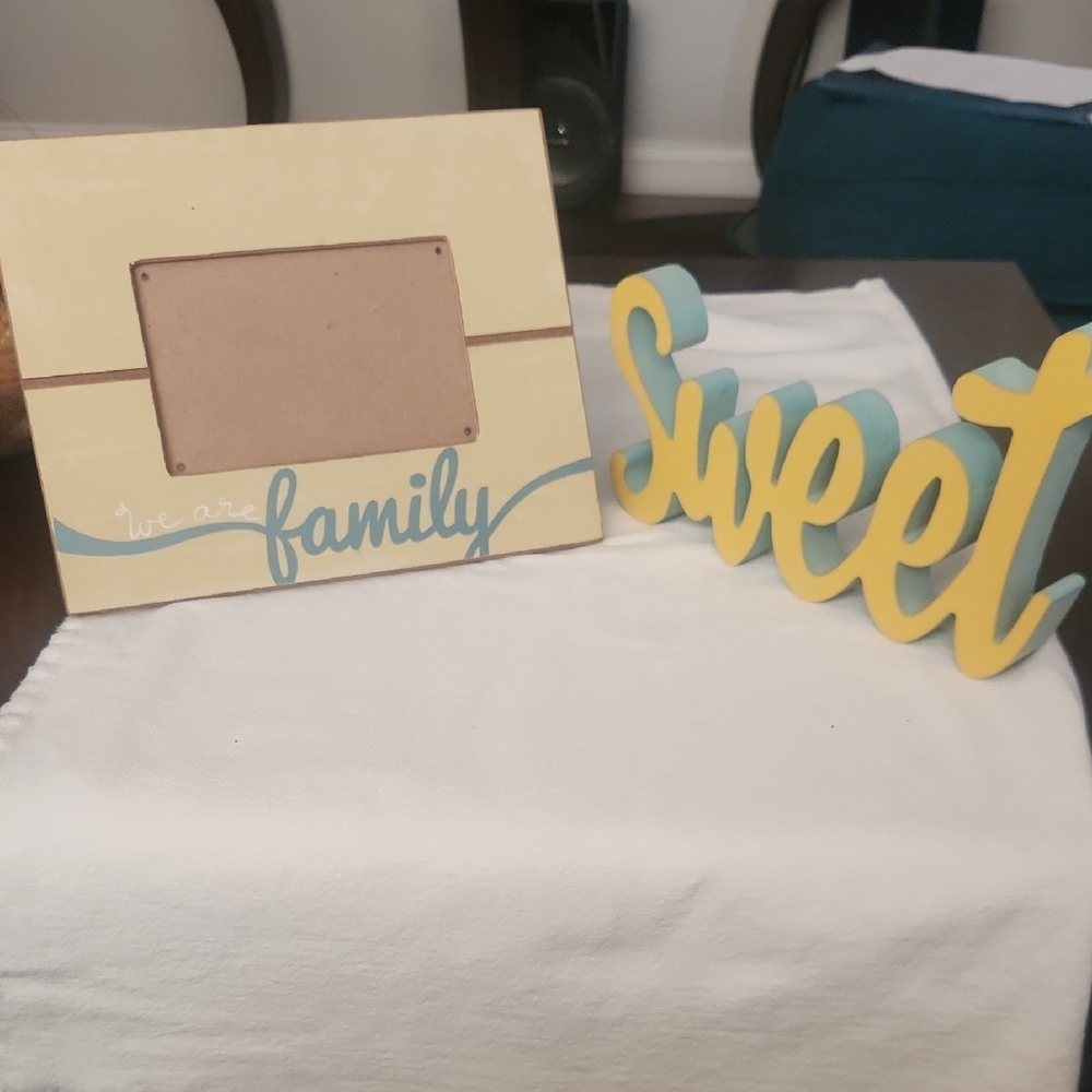 Sweet Yellow and Blue Family Photo Frame